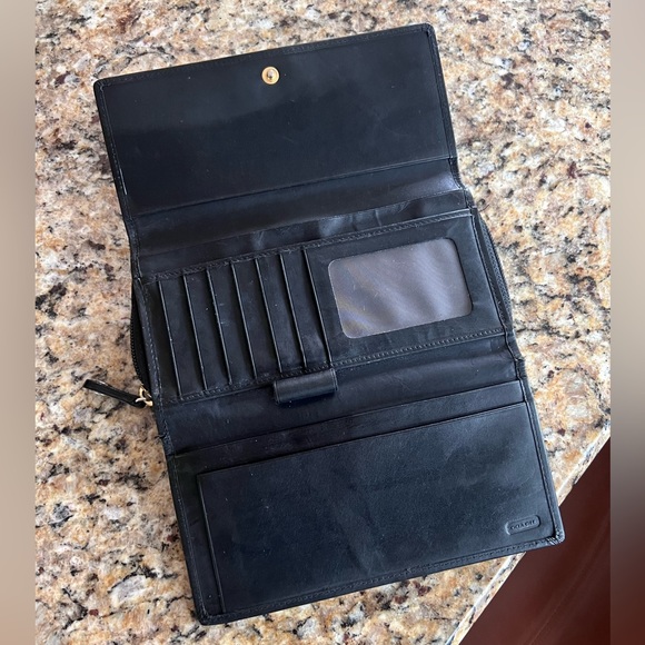 Vintage Coach BLACK Leather Tri-Fold Wallet with Zip Coin Compartment LEATHER - Picture 4 of 6